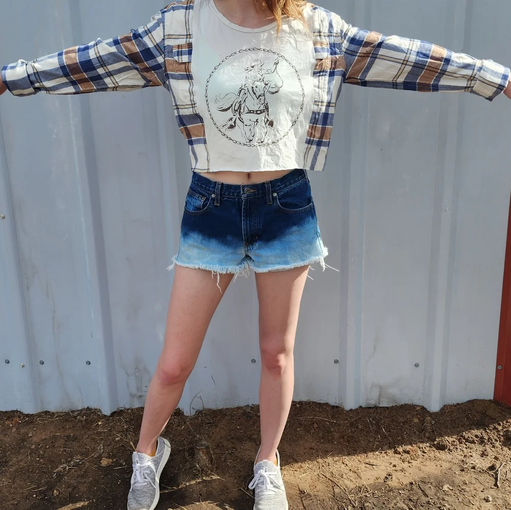 Cowboy Cropped Flannel Rework - Picture 3 of 6